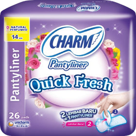 Charm Pantyliner Quick Fresh Perfumed 14cm 26 Pads