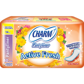 Charm Pantyliner Active Fresh Perfumed 14cm 40 pads