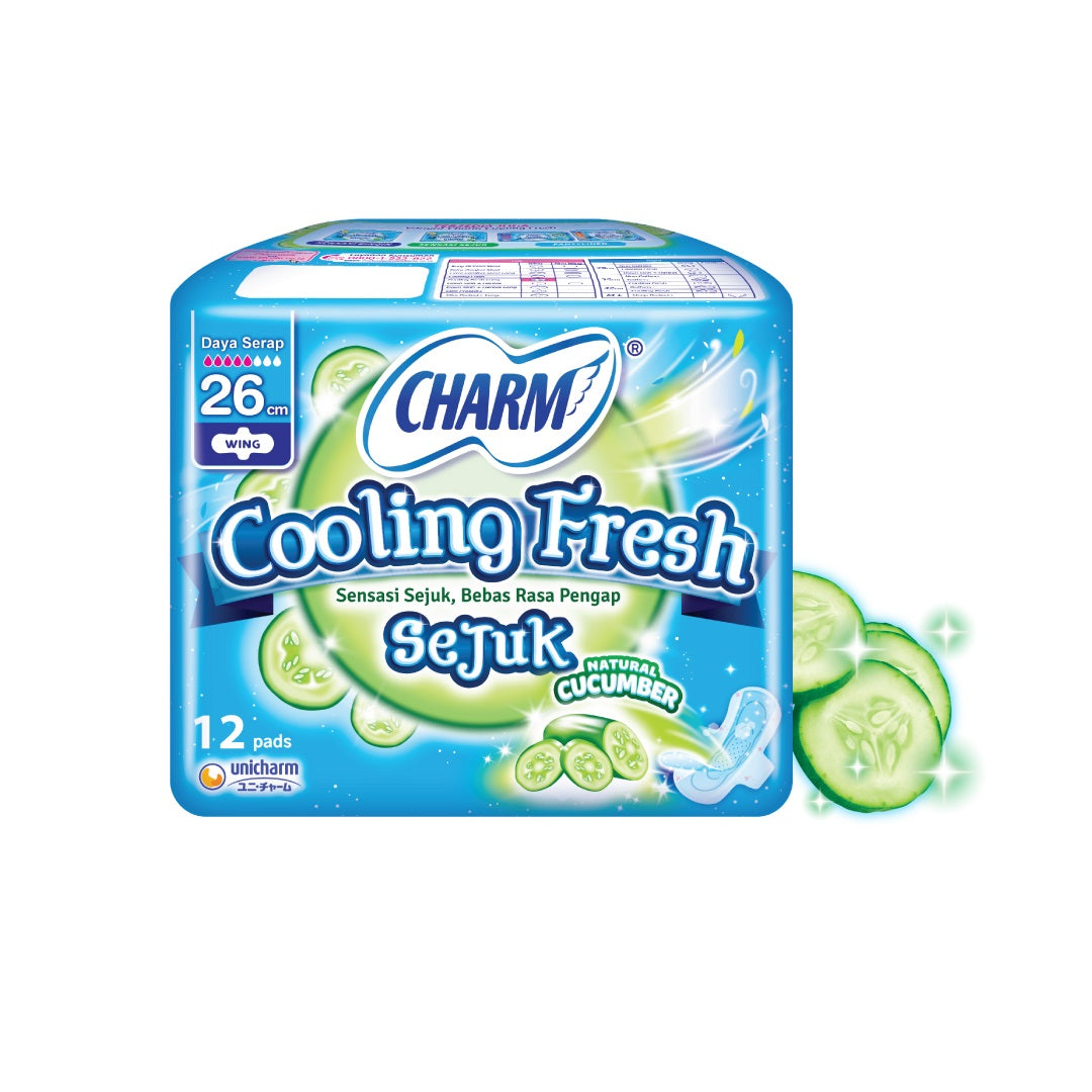 Charm Cooling Fresh 26cm 12 Pads (Natural Cucumber)